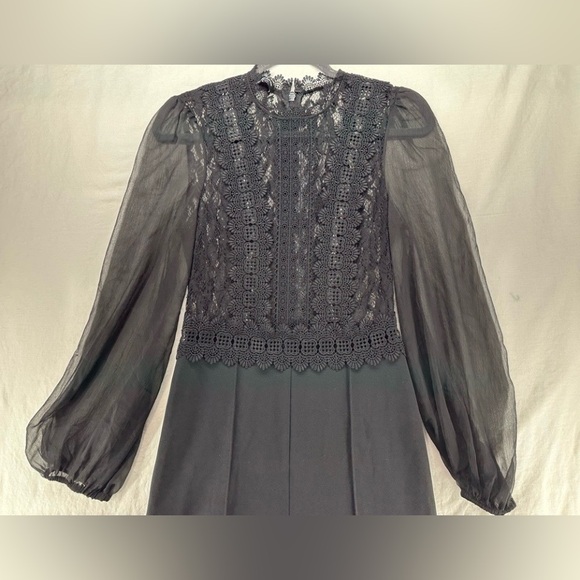 bebe Black Sheer Lace Jumpsuit - Picture 3 of 10